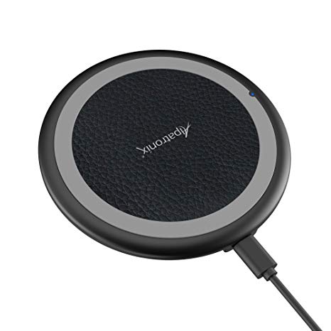 Wireless Charger, Alpatronix CX102 Qi-Certified Rubberized Thin Charging Pad (7.5W) Compatible for iPhone XS Max/XS/XR/X/8/8 Plus; (10W) Galaxy S10 Plus/S10/S10E/S9 /S8 /Note 8 (No AC Adapter) - Black