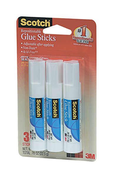 Scotch Restickable Glue Stick, 3-Pack (6307-3)