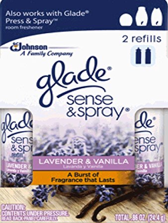 Glade Sense & Spray Refills Twin Pack, Lavender and Vanilla, 0.86 Ounce