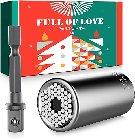 KUSONKEY Super Universal Socket Tools Gifts for Men, Christmas Gifts Stocking Stuffers for Men, Professional 7mm-19mm Tool Sets with Power Drill Adapter, Cool Gadgets for Men,Dad,Husband, Boyfriend