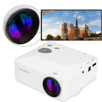 Uhappy Mini Portable High Definition Projector Home Theatre Cinema 320x240 AV/VGA/USB/SD/HDMI,Low Noise and Dust Free Design. (White)