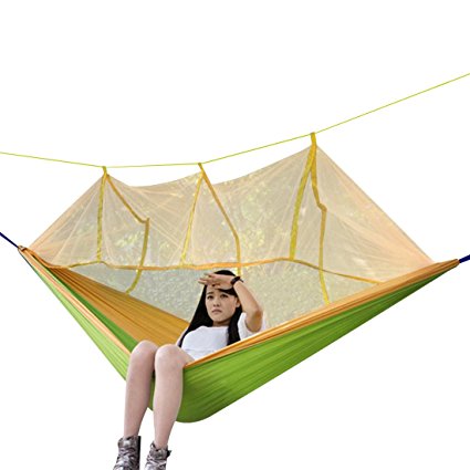 Camping Hammock, Topist Mosquito Net Hammock Bed Widened Parachute Fabric Double Hammock, Ultralight & Quality Comfort for Camping, Hiking, Travel, Outdoors and Backpacking