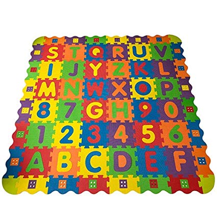 FUN n' SAFE Kid's ABC/123 Play Mat and Ball Pit with 36 Interlocking Foam Tiles and 100 Balls (7176)