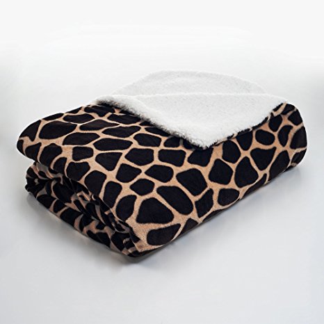 Lavish Home Fleece Blanket with Sherpa Backing, Twin, Giraffe