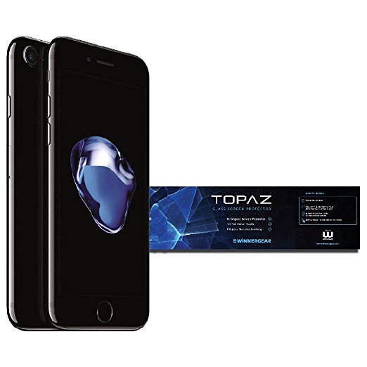 TOPAZ Glass Screen Protector iPhone 7 Plus Jet Black Strong Best Tempered Edge To Edge Anti Scratch Fingerprint