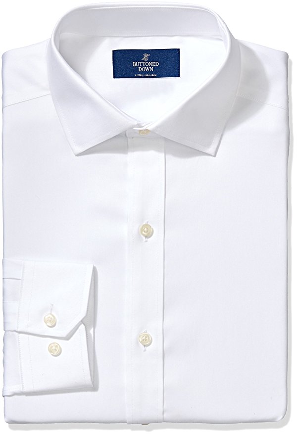 Buttoned Down Men's Non-Iron Fitted Pinpoint Spread Collar Dress Shirt