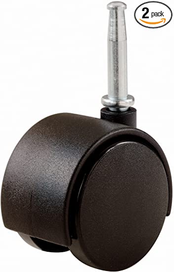 Shepherd Hardware 9418 2-Inch Office Chair Caster, Twin Wheel, 5/16-Inch Stem Diameter, 75-lb Load Capacity, 2-Pack, Black