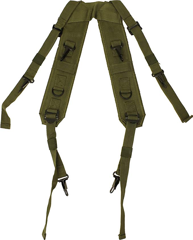 Olive Drab Combat H Style LC-1 Military Suspenders Load Bearing Harness Backpack Straps