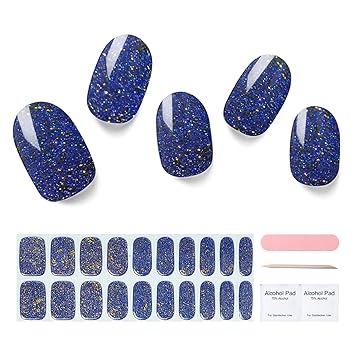 Semi Cured Gel Nail Strips, 20 pcs Gel Nail Stikers, Gel Nail Wraps Semi Cured, Salon-Quality, 2 Weeks Long Lasting