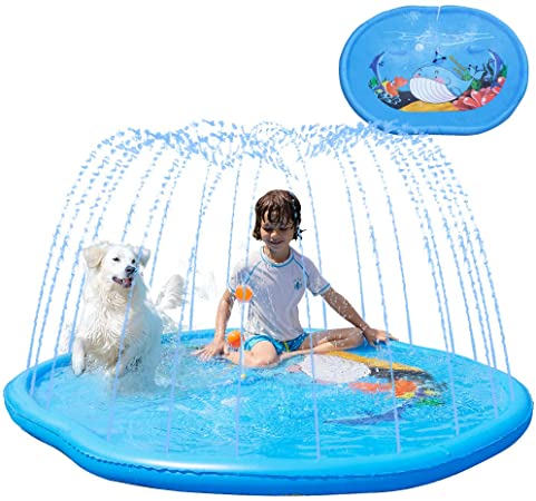 Splash Pad Sprinkler for Kids & Toddlers, Upgraded 75" Large Size Outdoor Summer Water Toys Splash Play Mat Water Play Mat Toys for Toddlers & Dogs
