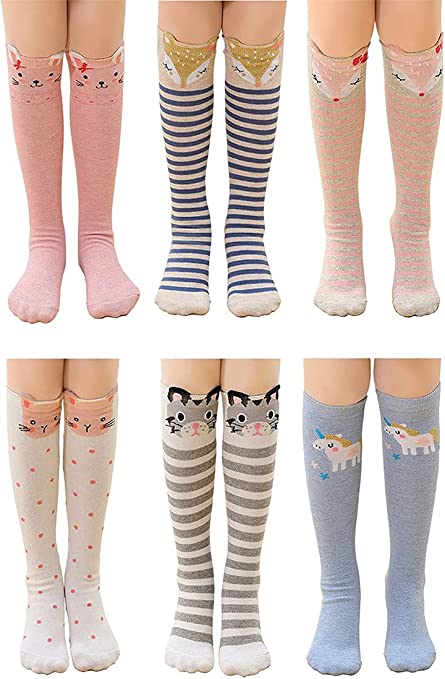 Gellwhu Girls Knee High Socks Gifts Cotton Mid Calf Long Boot Socks Stockings