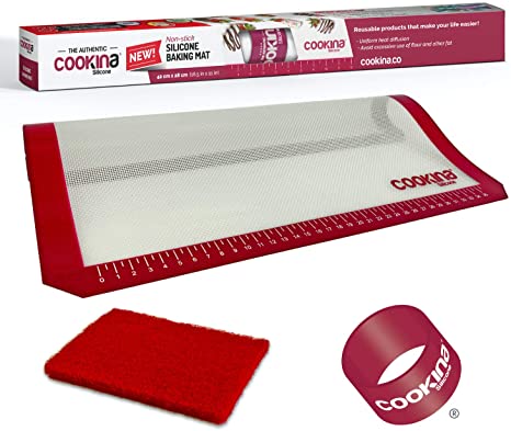 Cookina Silicone Reusable Baking Mat - 100% Non-Stick, Easy to Clean Cooking Sheet for Gas, Electric, Toaster and Convection Ovens