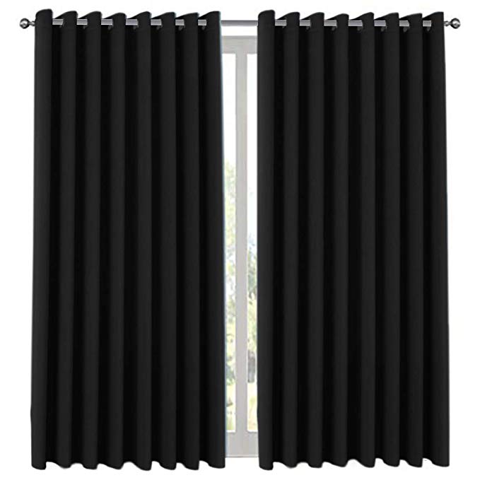 Blackout Vertical Blinds for Patio Door, Sliding Door Thermal Insulated Curtain, Gromment Top Room Divider Curtain for Bedroom 84 Inches Long, 8.5ft Wide x 7ft Long, Black, One Panel