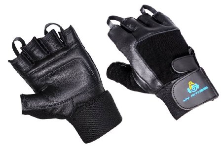 WeightLifting Gloves- Extra Padded Soft Leather With Easy Pull-Off Finger Loop-Wrist Strap For Extra Support-Double Stitched Glove & Palm- Breathable Mesh & Easy Tab Size Adjuster
