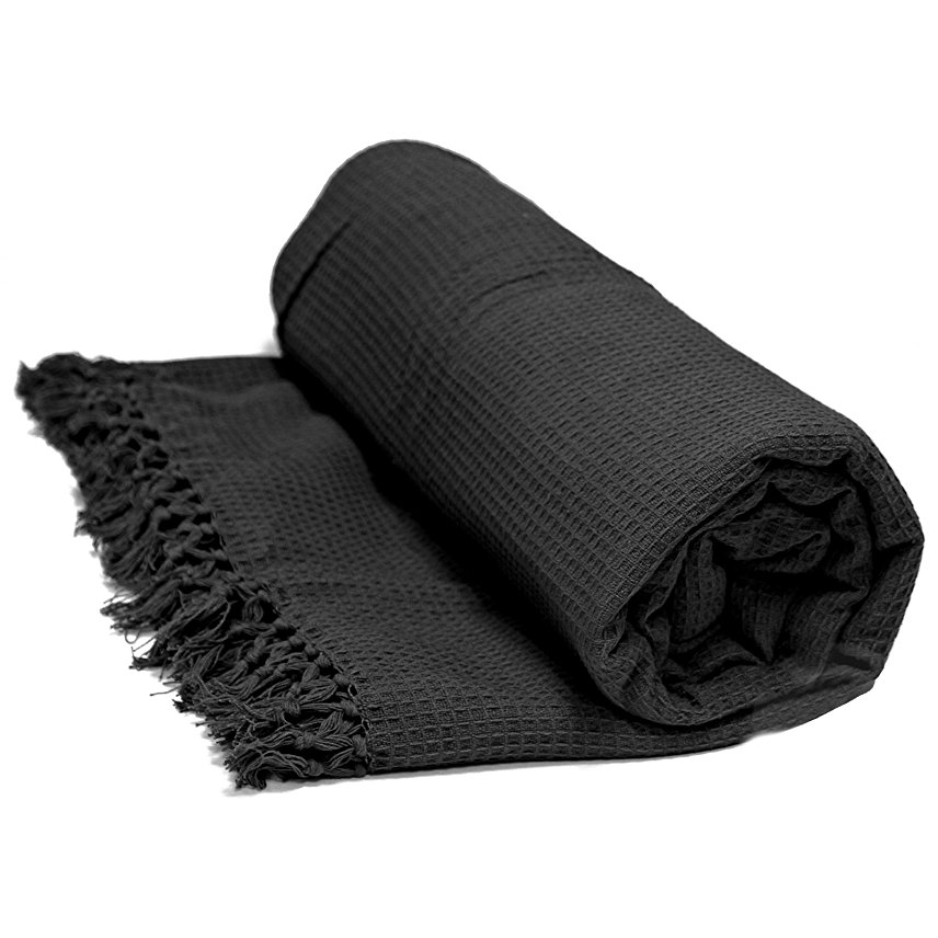 Just Contempo Honeycomb Cotton Throw, Black, Chair