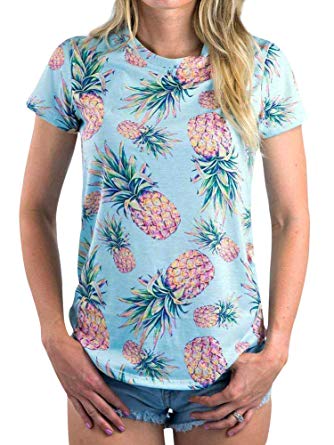HRIUYI Women Pineapple Shirt Funny Short Sleeve Graphic Tees Tops Blouse