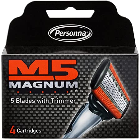 M5 Magnum Razor Blades with trimmer - 4 replacement cartridges per pack