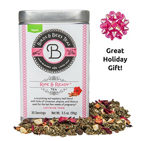 Ripe & Ready Organic Third Trimester Tea from Birds & Bees Teas - Prepare Your Body Before Birth! A Delicious Red Raspberry Leaf Tea Blend. Best for Expecting and Pregnant Mothers. (~30 Servings)