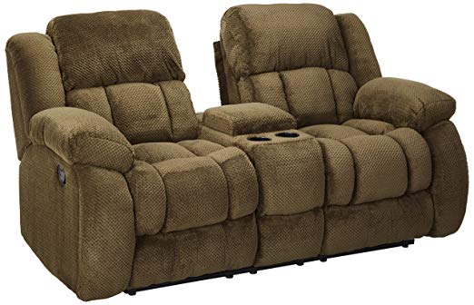 Weissman Pillow Padded Reclining Loveseat with Cupholders and Storage Chocolate