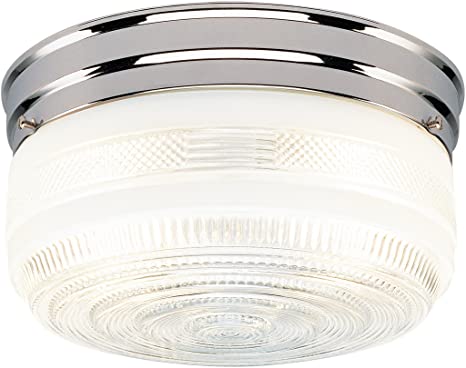 Westinghouse Lighting 6624100 Two-Light Flush-Mount Interior Ceiling Fixture, Chrome Finish with White and Clear Glass