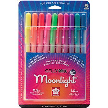 Sakura 38176 10-Piece Gelly Roll Assorted Colors Blister Card Moonlight 10 Bold Point Gel Ink Pen Set