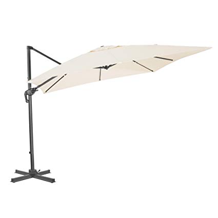 Cloud Mounatin 10 x 10 Ft Patio Umbrella Offset Outdoor Umbrella, 8 Ribs 100% Polyester with Cross Base Cantilever Hanging Umbrella, 360 Degree Rotation (Mike White)