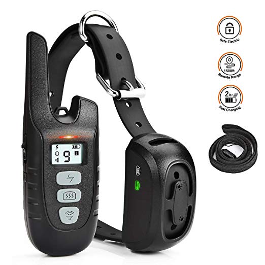 Dog Training Collar with Remote Long Range up tp 1500ft Rechargable 100% Waterproof Electric Shock Vibration Beep Control Collar for Small Medium Large Dogs