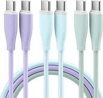 Bkayp 3 Pack 6 FT Type C Fast Charging Cable 60W USB C Charger Cable USB C to USB C Cord Compatible iPhone 15/15 Pro/15 Plus/15 Pro Max iPad Mini Pro Air MacBook Air Pro Switch Pixel LG and More