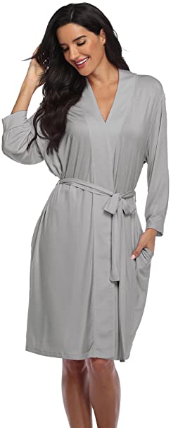 Women's Cotton Robes Lightweight Kimonos Knit Bathrobes Soft Sleepwear Loungewear