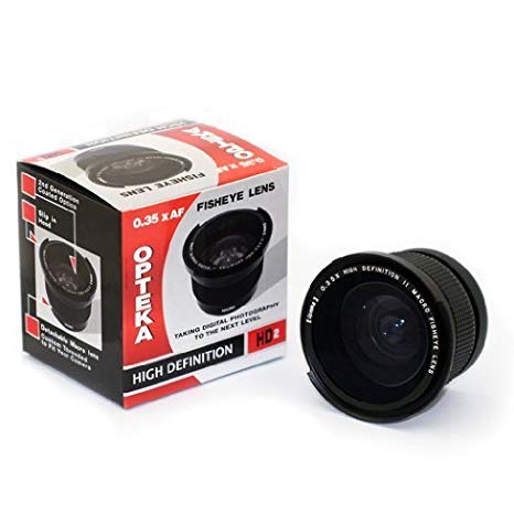 Opteka HD² 0.35x Wide Angle Panoramic Macro Fisheye Lens for Canon EOS/Nikon/Sony Alpha/Olympus/Pentax DSLR Cameras (Fits 52mm/58mm/67mm Lenses)