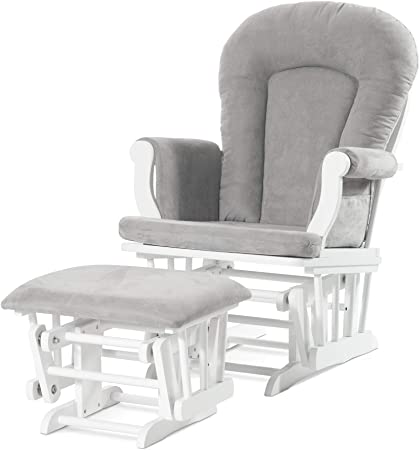 Cozy Glider and Ottoman, Matte White with Gray Cushion - Forever Eclectic by Child Craft