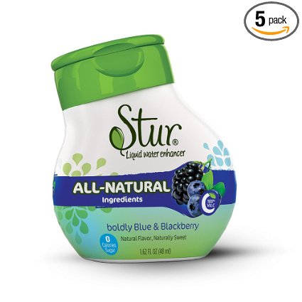 Stur - Blue & Blackberry (5pck) - ALL-NATURAL Stevia Water Enhancer -- makes 100 8oz. servings - liquid drink mix. Non-GMO, High Antioxidants, natural stevia leaf extract, sugar-free, calorie-free, preservative-free, 100% Vitamin C, liquid stevia drops. **Family Business, Happiness Guaranteed, You will Love Stur**