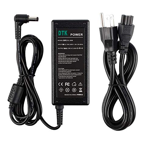 Dtk Ac Adapter Laptop Computer Charger/Notebook PC Power Cord Supply Source Plug for ASUS/Toshiba/Lenovo Output: 19V 3.42A 65W Connector: 5.5 x 2.5mm