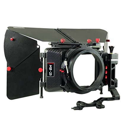 CAMTREE Carbon Fiber Professional Wide Angle Matte Box with Swing Away for 15mm Rod Support for Video DSLR Moving Making Camera Lenses up to 105mm   Hard Case (C-MB-23-CF)