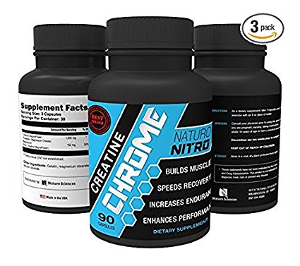 Creatine Chrome with Magnapower (Creatine Magnesium)  New Quality Creatine Formula Promotes Rapid Gains in Stamina, Strength and Lean Muscle Growth - 90ct, 30 Servings - Pack of Three