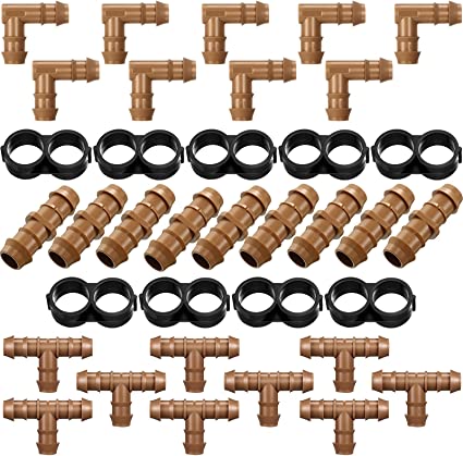 URATOT 40 Pieces Drip Irrigation Fittings Kit 1/2" Tubing Set, 10 Tees, 10 Coupl At The Best Online Prices At ! Free Shipping For Many Products!