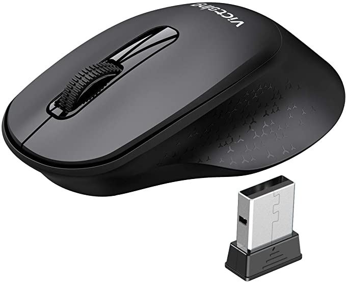 VicTsing Wireless Mouse Mini Ergonomic, 2.4G Silent Mouse with USB Receiver, Portable Computer Mice with Independent Power Switch for PC, Tablet, Laptop, 18 Month Battery Life, Black