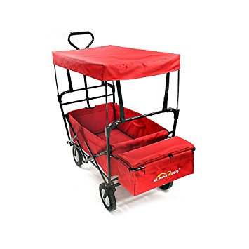 Summates Collapsible Folding Utility Wagon ,Garden cart,outdoor,shopping (Red)