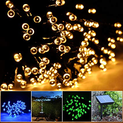 Lychee Solar powered string light 55ft 17m 100 LED Solar Fairy light string for Garden,Outdoor,Home,Christmas Party (17m 100Leds, Warm White)