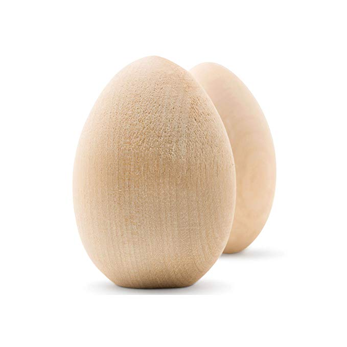 2" x 1-3/8" Unpainted Wooden Eggs, Bag of 30 Unfinished Flat Bottom Wood Eggs, Perfect For Easter Crafts and Displays, Decorate, Stain or Paint.