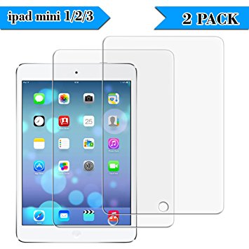 iPad mini 1 2 3 Screen Protector, [2 Pack] Zaneeta® 9H Premium Crystal-Clear Tempered Glass Screen Protector for iPad Mini1/ Mini2/ Mini3