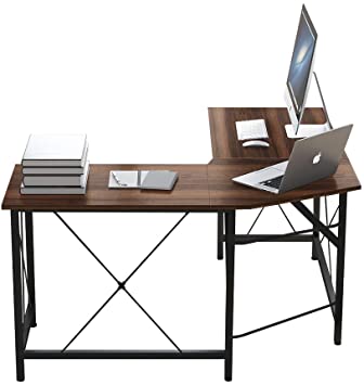 AZ L1 Life Concept L-Shaped Desks for Home Office - Corner Computer Desk Writing Table Workstation - Sturdy Gaming Desk PC Laptop Dark Brown