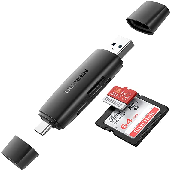 UGREEN USB C Kartenleser SD Kartenleser USB 3.0 Micro SD Kartenlesegerät TF Card Reader Adapter für iPad Pro 2021/ iPad Mini 6, Galaxy S21/S20, Huawei P40, MacBook Pro/Air usw