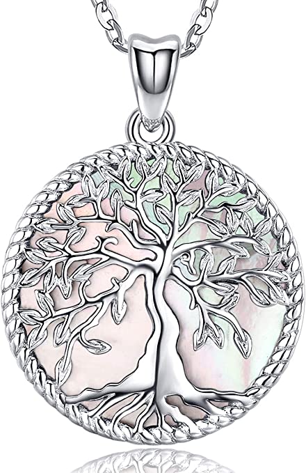 Aniu Tree of Life Necklace for Women Mom Girls, 925 Sterling Silver Celtic Family Tree Pendant Jewelry Gift for Birthday 18" (With Gift Box)