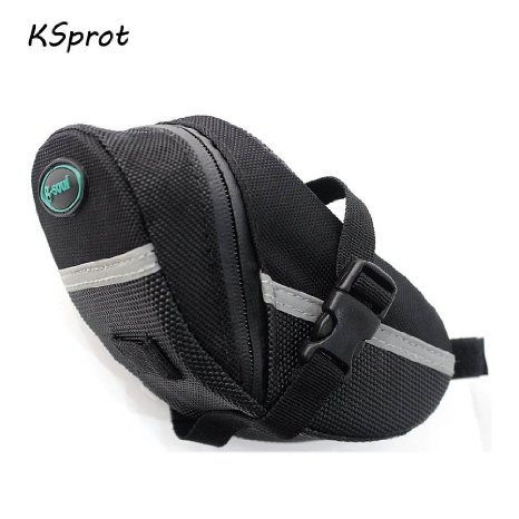 KSprot Bicycle Saddle Bags, Bike Seat Pack, Strap-on Bag, Capacious, Rainproof, Easy Installation, Taillight Compatible(black）
