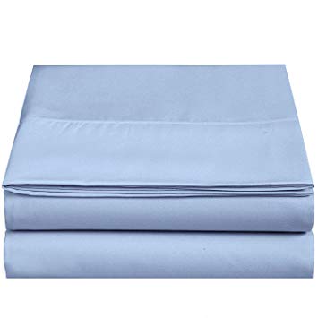 4U LIFE Flat sheet-Ultra soft & Confortable Microfiber,Light-blue, Twin