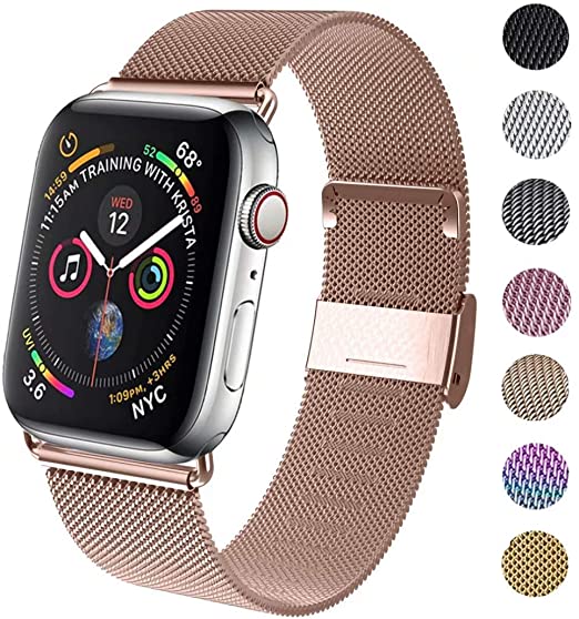 GBPOOT Compatible for Apple Watch Band 38mm 40mm 42mm 44mm, Wristband Loop Replacement Band for Iwatch Series 4,Series 3,Series 2,Series 1,PinkGold,38mm/40mm