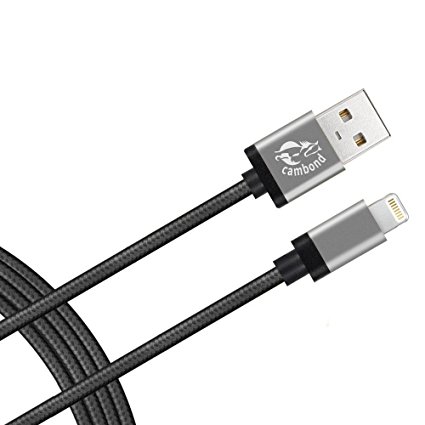 iPhone 7 Charger, Cambond Nylon Braided 8 Pin Data Sync USB Cable Cord for iPhone 7 / 7 plus / 6s / 6s Plus / 6 / 6 Plus / 5s / 5c / 5, iPad Air, Mini , iPad Pro, iPad 4th, iPod 7( Black )
