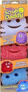 Scrub Daddy Sponge - Summer Shapes - Non- Scratch Scrubbers for Dishes and Home - 3ct