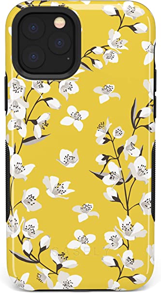 Casely iPhone 11 Pro Max Phone Case | Yellow Cherry Blossom Floral Case | 360 Degree Coverage for Your Phone | Precise Cutouts, 1mm Raised Lip Camera Protection | Bold